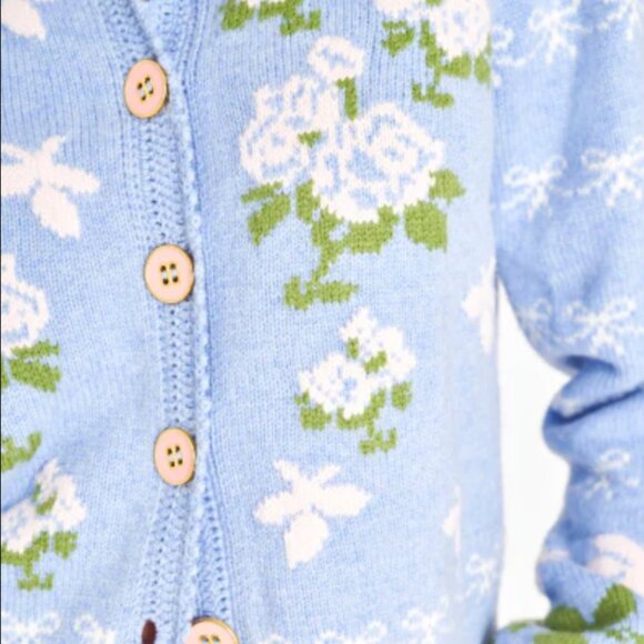 LoveShackFancy Charlo Cardigan in Periwinkle Orchard Size S - Picture 3 of 3